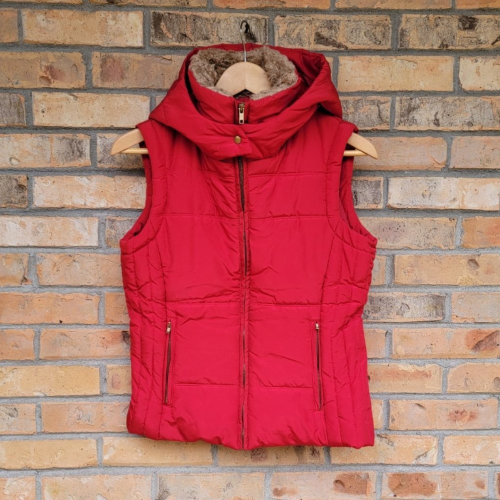 Love Tree | Red Puffer Hooded Vest Like New Size M